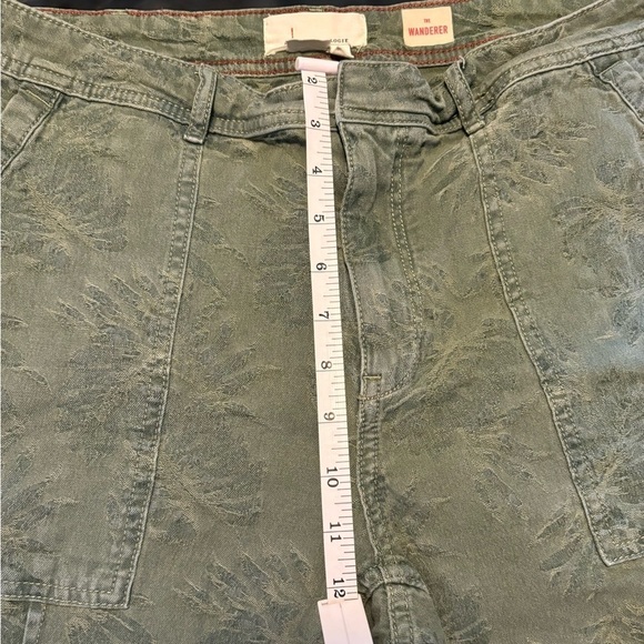 ANTHROPOLOGIE Womens 31 Pants Wanderer Green Utility Mandala Boho Trouser Floral - Picture 4 of 5